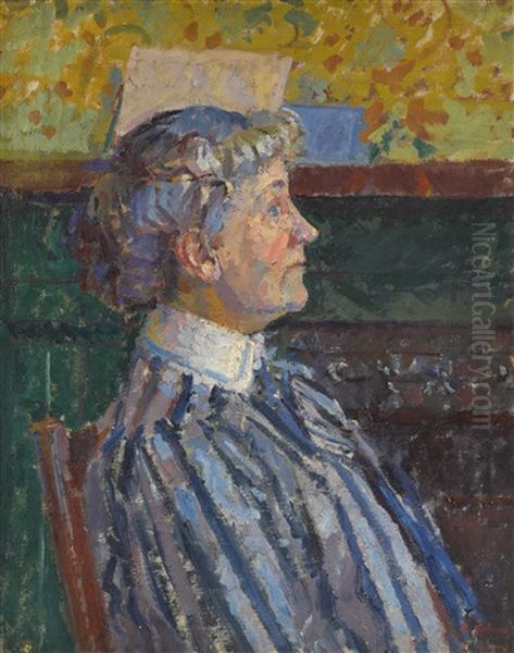 The Striped Blouse (portrait Of Irene Battiscombe, The Artist's Sister) Oil Painting by Harold Gilman