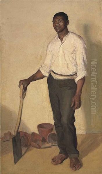 Portrait Of A Negro Gardener Oil Painting by Harold Gilman