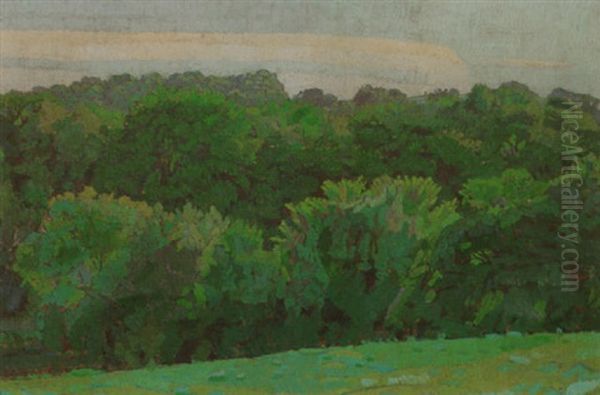 Somerset Landscape, Evening Oil Painting by Harold Gilman