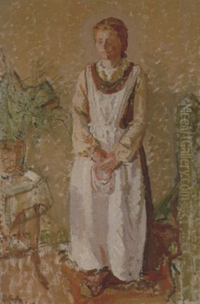 Portrait Of A Young French Peasant Girl Oil Painting by Harold Gilman