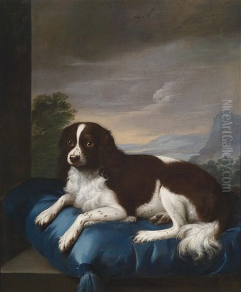 Ein Englischer Springer Spaniel Auf Einem Kissen Oil Painting by Sawrey Gilpin