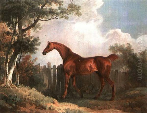 Chestnut Hunter In A Landscape Oil Painting by Sawrey Gilpin