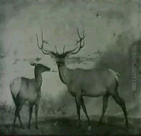 Red Deer In A Park Oil Painting by Sawrey Gilpin