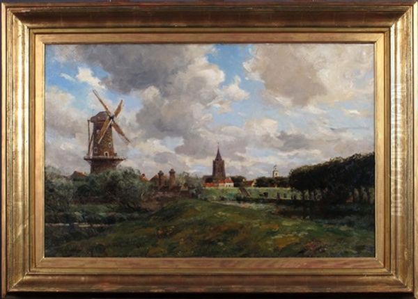 Paysage De Campagne Avec Moulin Oil Painting by Victor Olivier Gilsoul