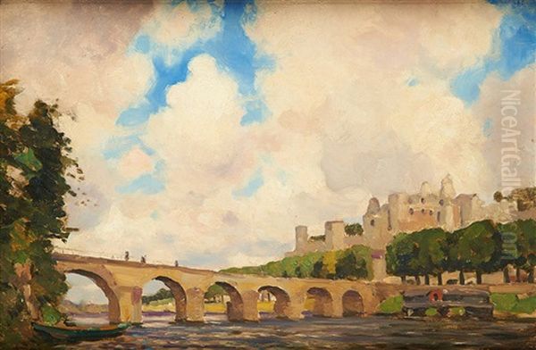 Pont A Chinon Oil Painting by Victor Olivier Gilsoul