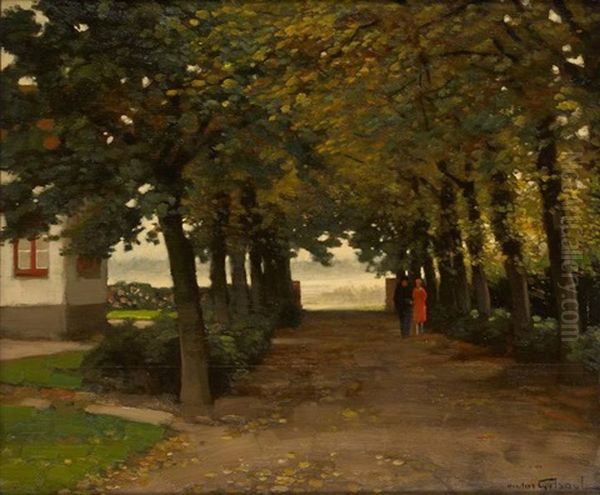 Conversation Dans L'allee Oil Painting by Victor Olivier Gilsoul