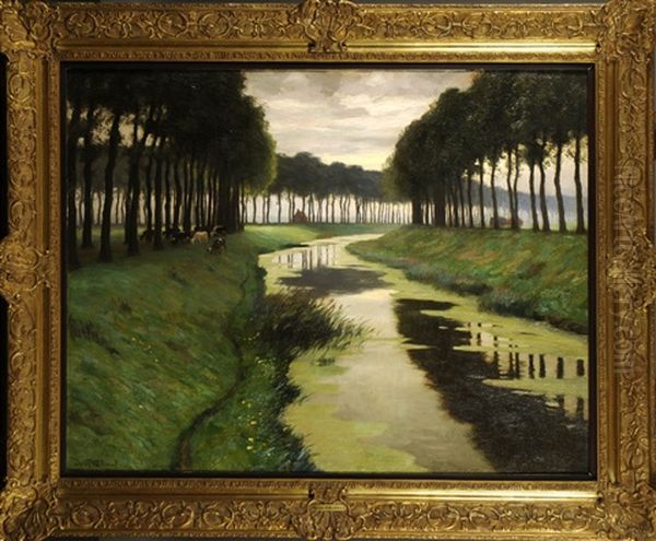 Canal En Flandres Oil Painting by Victor Olivier Gilsoul