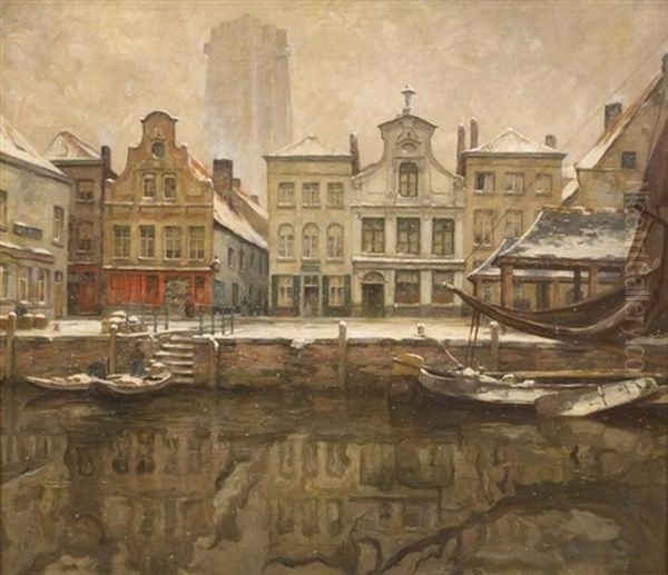 Quai Enneige Oil Painting by Victor Olivier Gilsoul