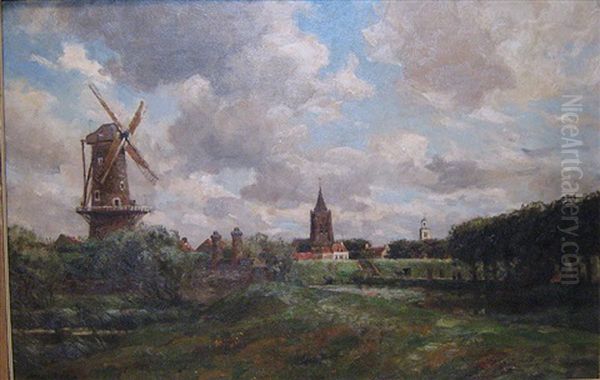 Hollands Landschap Oil Painting by Victor Olivier Gilsoul