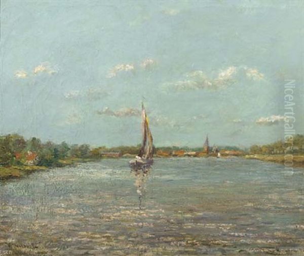 Boat On A River Oil Painting by Victor Olivier Gilsoul