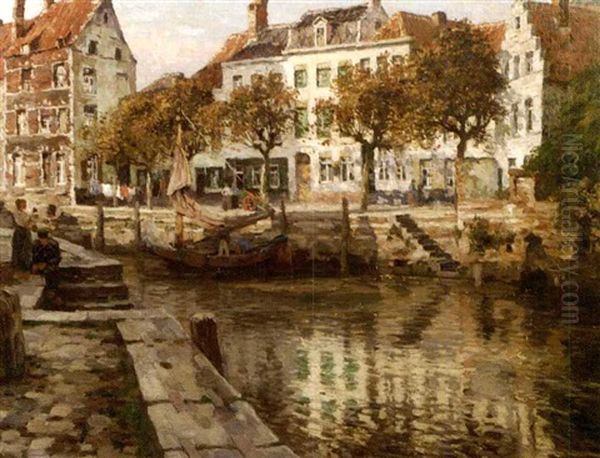 Canal View Oil Painting by Victor Olivier Gilsoul