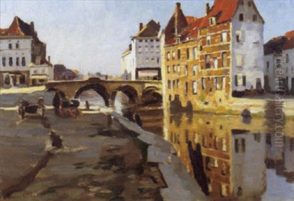 Le Pont Gothique A Malines Oil Painting by Victor Olivier Gilsoul