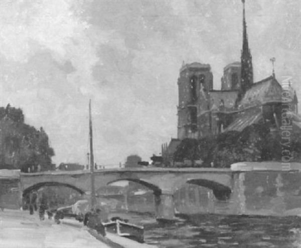 Die Seine Mit Notre-dame Oil Painting by Victor Olivier Gilsoul