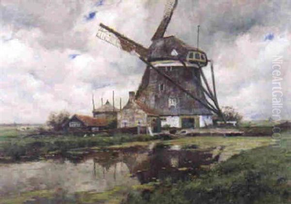 Molen In De Polders Oil Painting by Victor Olivier Gilsoul