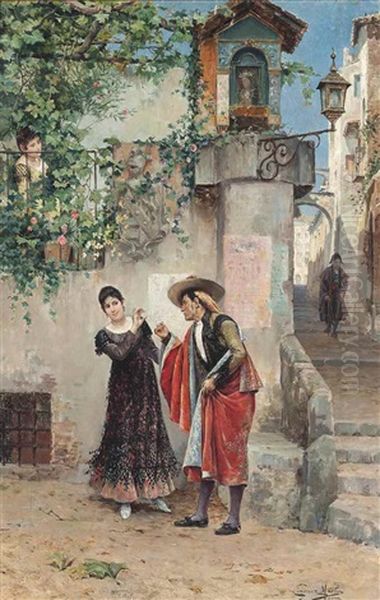 Flirtation Oil Painting by Juan Gimenez y Martin