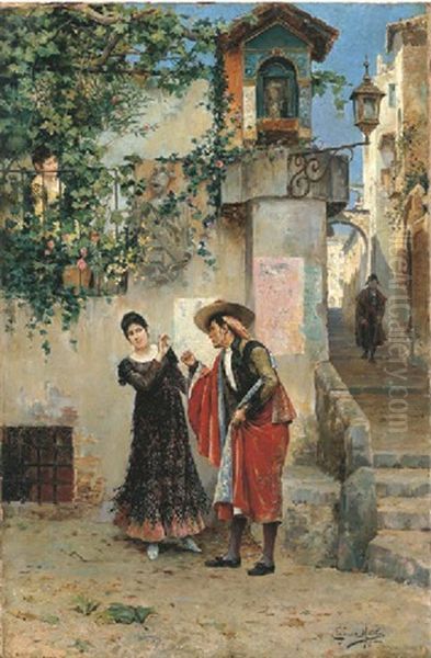 An Amorous Advance Oil Painting by Juan Gimenez y Martin