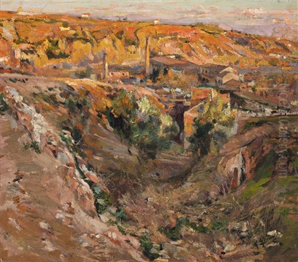 Paisaje De Los Alrededores De Sabadell Oil Painting by Francisco Gimeno Arasa