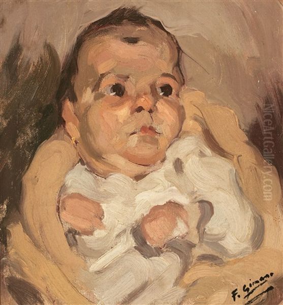 Bebe Oil Painting by Francisco Gimeno Arasa