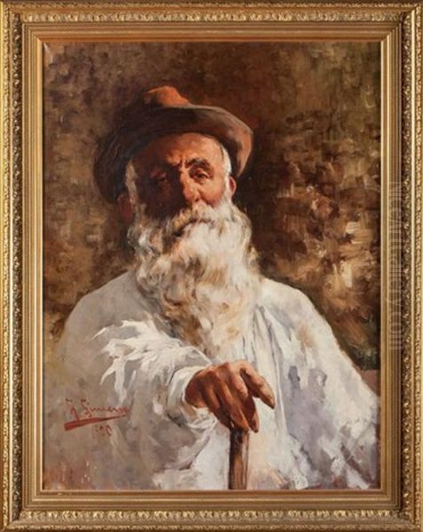 Homme A La Canne Oil Painting by Francisco Gimeno Arasa