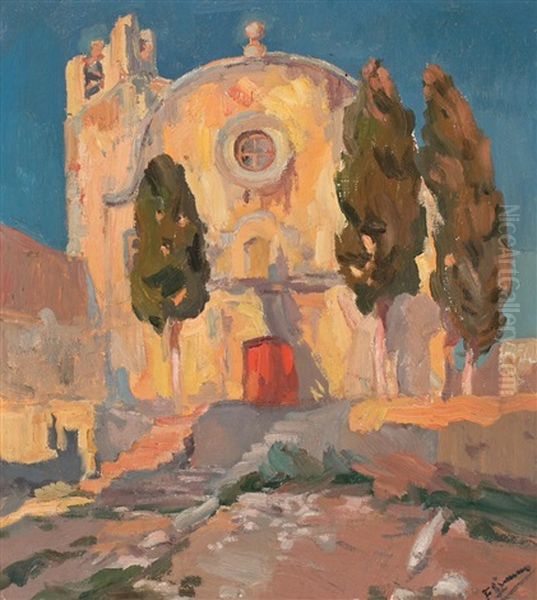 Iglesia De Sant Medir Oil Painting by Francisco Gimeno Arasa