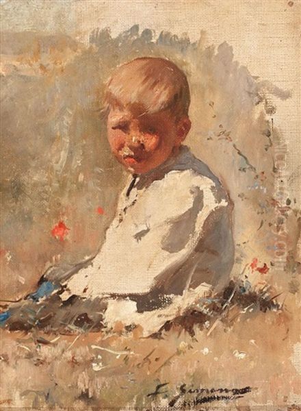 Un Nino Oil Painting by Francisco Gimeno Arasa