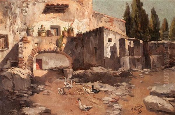 Masia Oil Painting by Francisco Gimeno Arasa