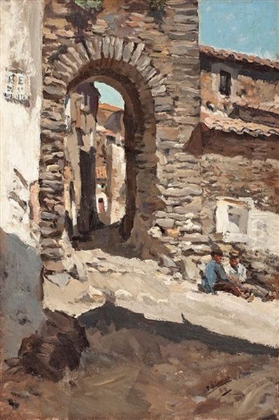 Una Calle Oil Painting by Francisco Gimeno Arasa