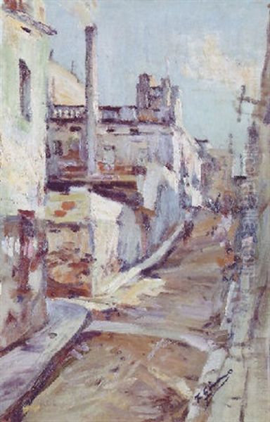 Calle De Una Villa Oil Painting by Francisco Gimeno Arasa