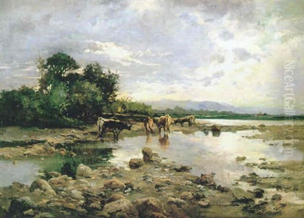 Paisaje Con Vacas Oil Painting by Francisco Gimeno Arasa