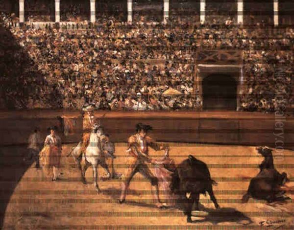 Corrida De Toros Oil Painting by Francisco Gimeno Arasa