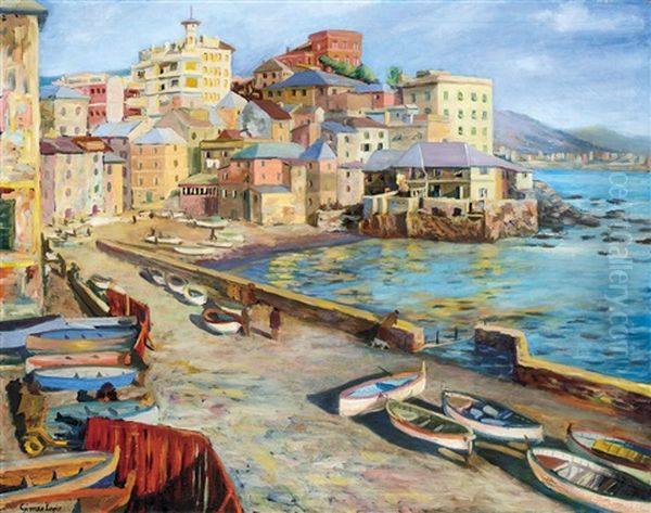 Dalmatian Harbour Oil Painting by Lajos Gimes