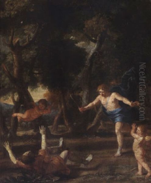 Zwei Manner Beim Ballspiel Oil Painting by Giacinto Gimignani