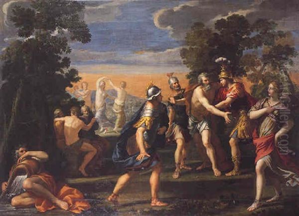 Enee Et Les Troyens Faisant Alliance Avec Le Roi Evandre Oil Painting by Giacinto Gimignani