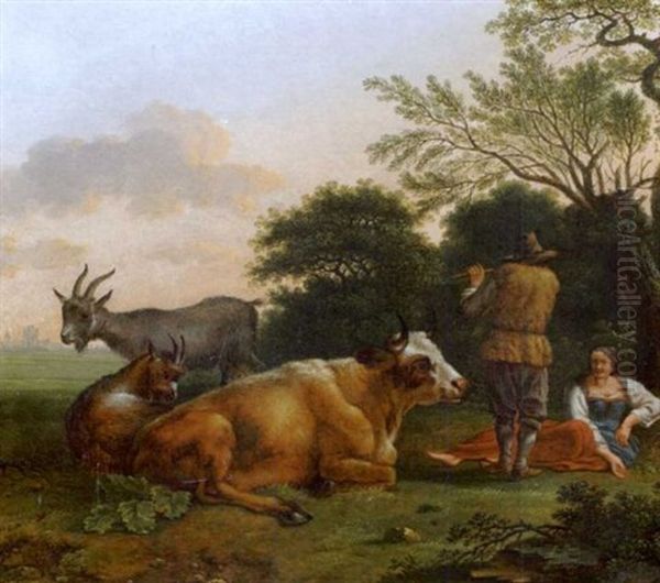 Bergers Et Troupeau Oil Painting by Bruno Gimpel