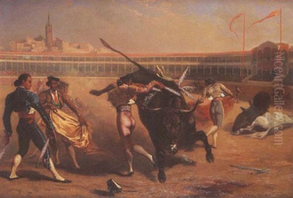 Bull Fighters Oil Painting by Louis Eugene Ginain