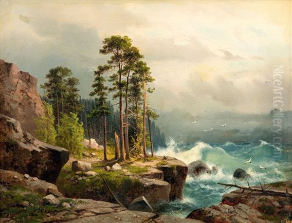 Stormy Seas Oil Painting by Aleksandr Vasil'evich Gine