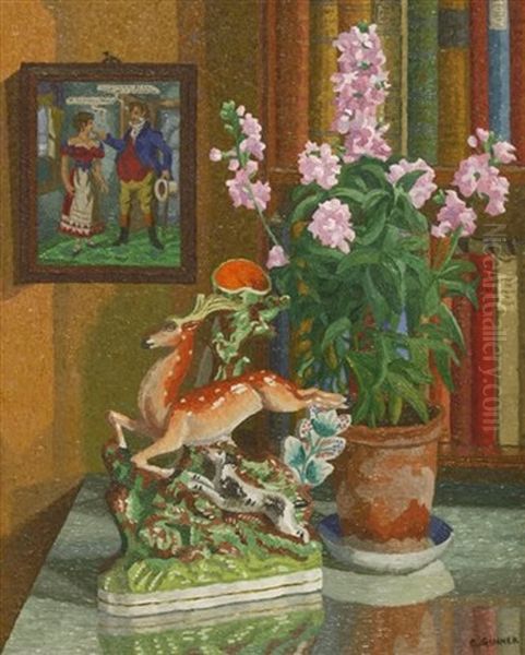 Still Life With A Staffordshire Ornament Of A Deer by Charles Ginner