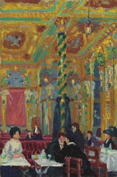 The Cafe Royal Oil Painting by Charles Ginner