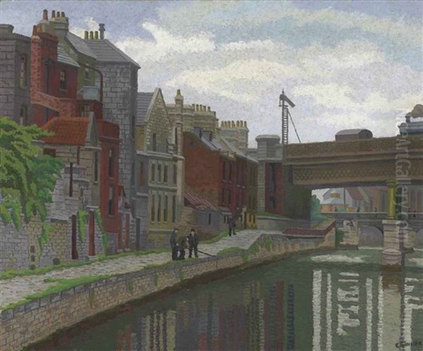 Old Houses, Bath Oil Painting by Charles Ginner