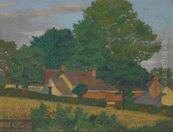 Houses In A Village Oil Painting by Charles Ginner