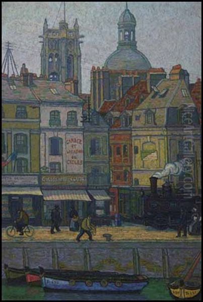 Le Quai Duquesne, Dieppe Oil Painting by Charles Ginner