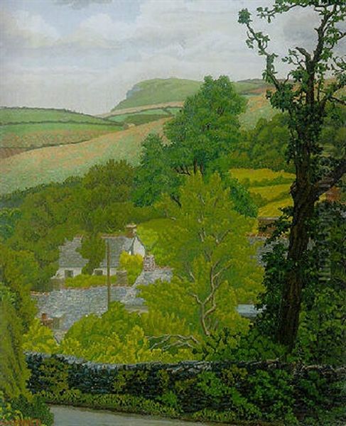 A Cornish Lane Oil Painting by Charles Ginner