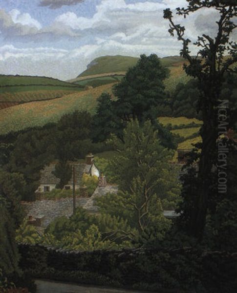 A Cornish Lane Oil Painting by Charles Ginner