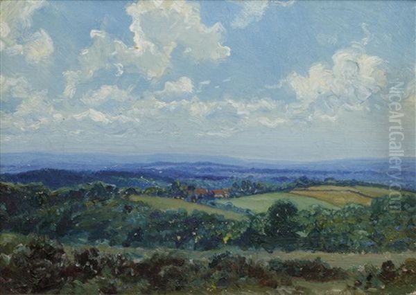 The South Downs From The Forest Ridge (pair) Oil Painting by Louis Ginnett