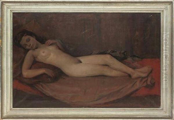 Reclining Nude Oil Painting by Henri Bacher