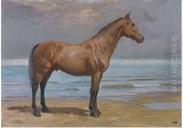 Cavallo Sulla Spiaggia Oil Painting by Edoardo Gioja