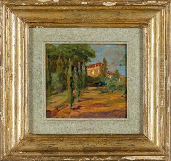 Villa Gioli A Fauglia Oil Painting by Luigi Gioli