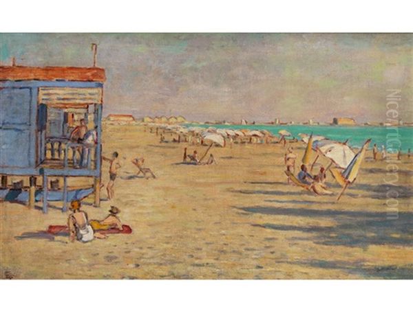 Am Strand Von Versilia Oil Painting by Luigi Gioli