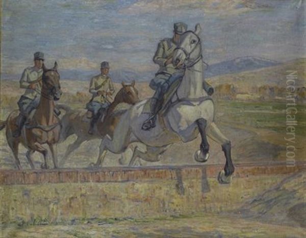 Artiglieri A Cavallo Oil Painting by Luigi Gioli