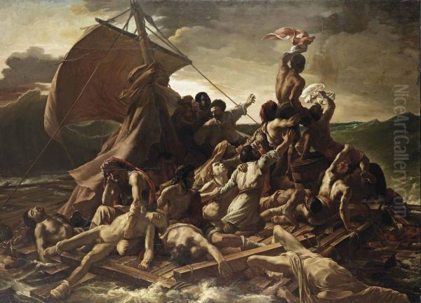 The Raft Of The Medusa Oil Painting by Victor Bachereau Reverchon